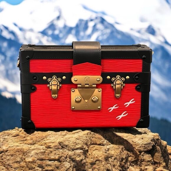 Louis Vuitton Petite Malle Red And Black Epi Clutch Two Way Bag - Picture 1 of 11